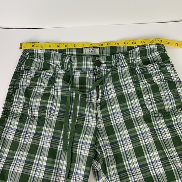 100% cotton plaid Green white Bermuda hiking shorts size 18 - Picture 4 of 16